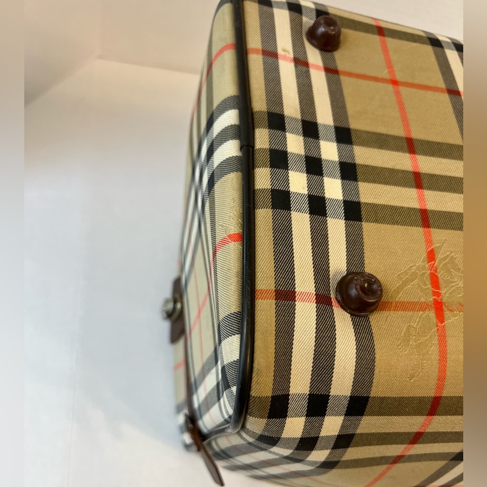 Burberry Nova Check Boston Bag Canvas Beige Brown‎ gold 100% authentic - Picture 9 of 16